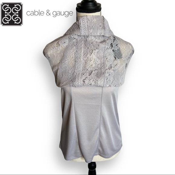 Cable & Gauge Lacey Pale Lavender Halter Keyhole Tank Blouse. Lined. XS - Picture 3 of 7